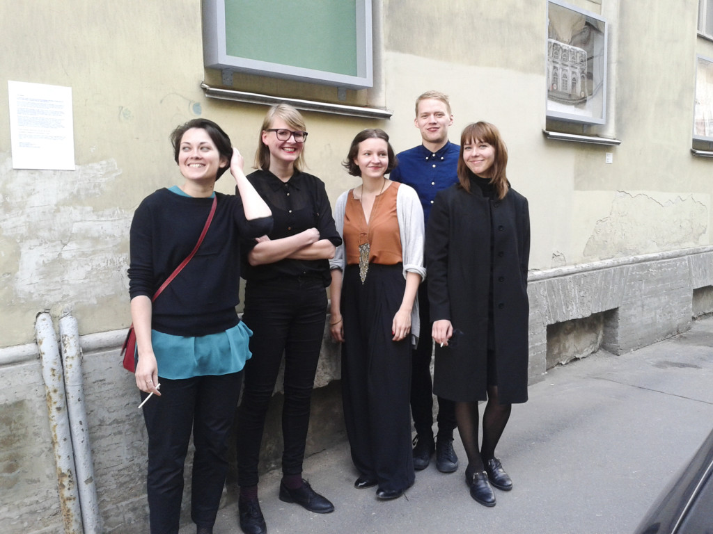 Rundum at Manifesta 10 in St Petersburg in 2014. From the left: Mari Volens, Kristina Õllek, Kulla Laas, Aap Tepper and Mari-Leen Kiipli.